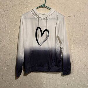 NWT La Mode Gray and White Hoodie Sweatshirt (size medium)